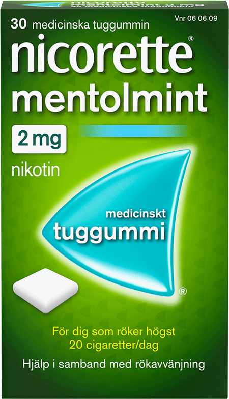 Nicorette mentolmint, mediciniskt tuggummi 2 miligram 30 stycken 