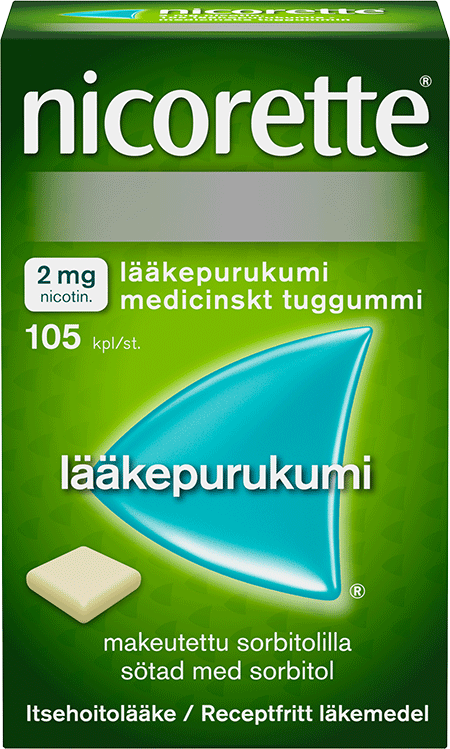 nicorette 2 mg nicotin. lääkepurukumi medicinskt tuggummi