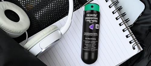 Nicorette Quickmist on a desk