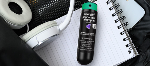 Nicorette Quickmist on a desk