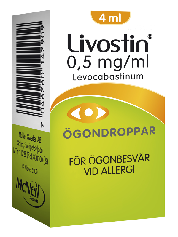 Förpackning innehållande LIVOSTIN® ögondroppar
