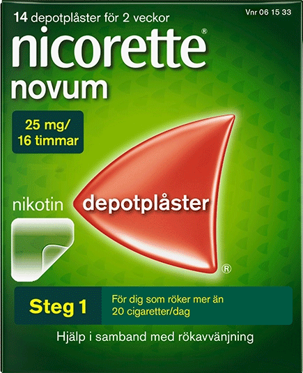 Nicorette plåster 25 miligram/ 16 timmar. 14 depotplåster för 2 veckor