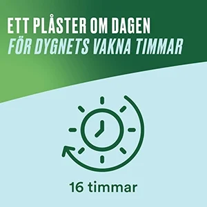 ETT PLÅSTER OM DAGEN FÖR DYGNETS VAKNA TIMMAR Ett plåster räcker i 16 timmar