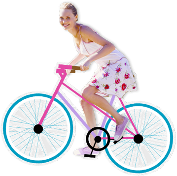 Bild på en ung kvinna som cyklar