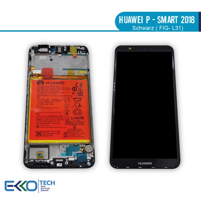 Für Huawei P-Smart 2018 FIG-L31 Display Servicepack Schwarz