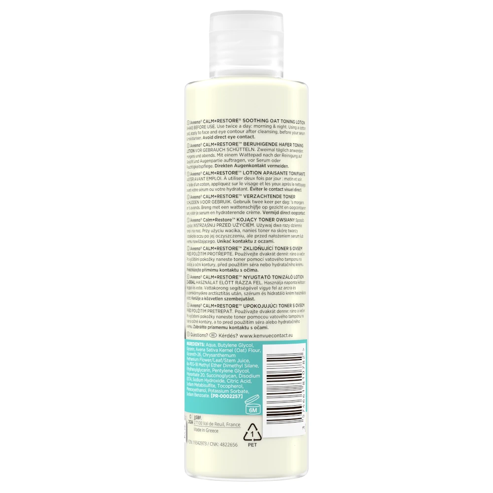 Aveeno® Calm + Restore™ Kojący Toner Owsiany. tył produktu