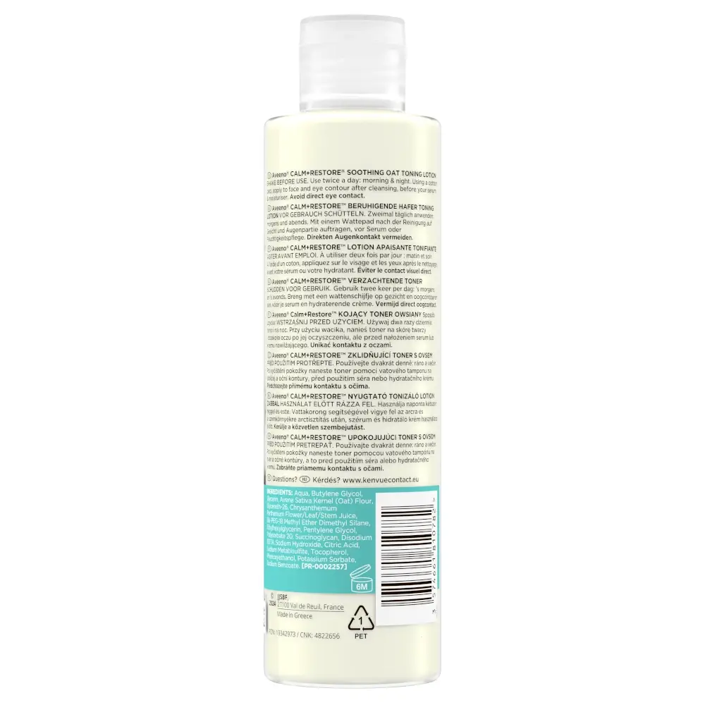 Aveeno® Calm + Restore™ Kojący Toner Owsiany. tył produktu