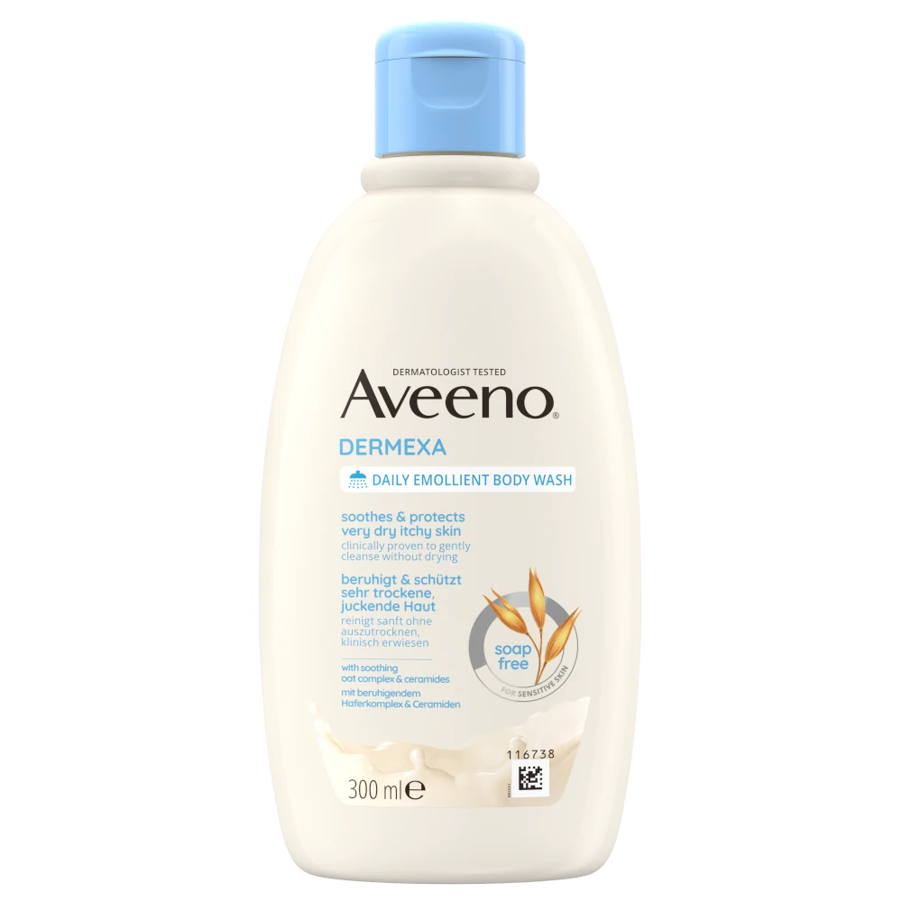 Aveeno® Dermexa Emolientowy Żel do Mycia, bezzapachowy. Zdjęcie produktu z przodu