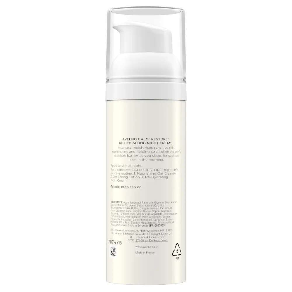 Aveeno® Calm + Restore™ Przywracający Nawilżenie Krem Na Noc – zdjęcie produktu z tyłu