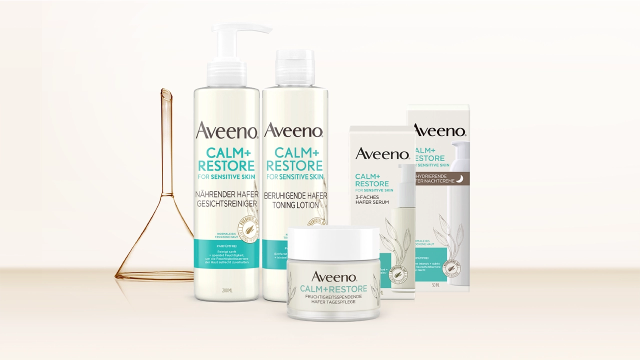 Aveeno® Calm+Restore™ — zdjęcie produktów Aveeno® Calm+Restore™ z przodu