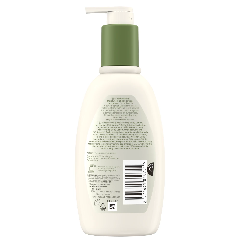 Aveeno® Daily Moisturising Nawilżający Balsam do Ciała. Zdjęcie Produktu z tyłu