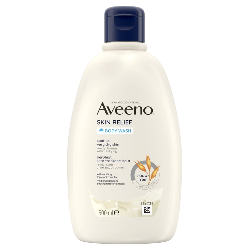 Aveeno® Skin Relief Nawilżający żel do  mycia ciała, bezzapachowy,  łagodzi bardzo suchą  skórę