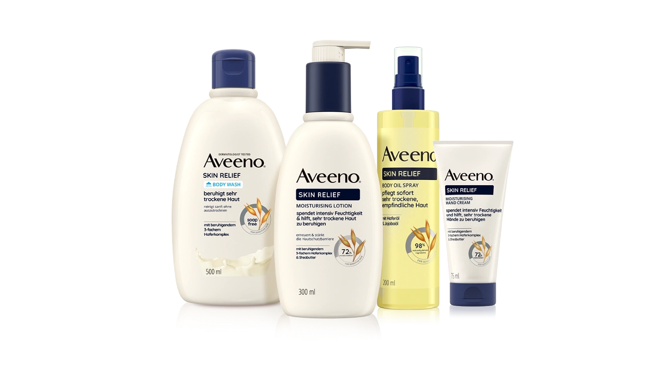 Seria produktów do pielęgnacji skóry Aveeno® Skin Relief – zdjęcia produktów Aveeno® Skin Relief z przodu