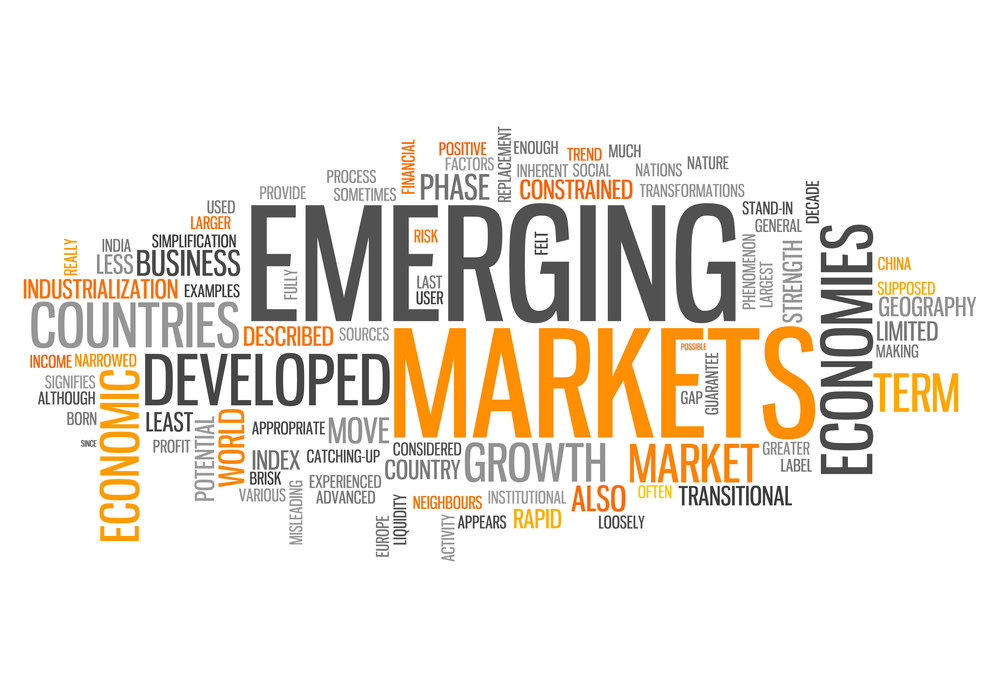 Word cloud with emerging markets related tags