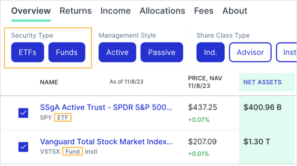 Unified ETF and Fund Screener Image