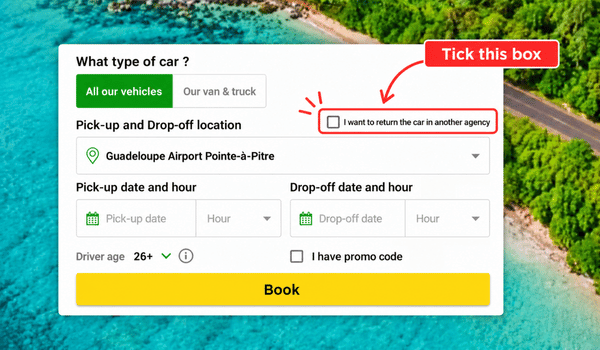 Book a return to a different location – Europcar Guadeloupe
