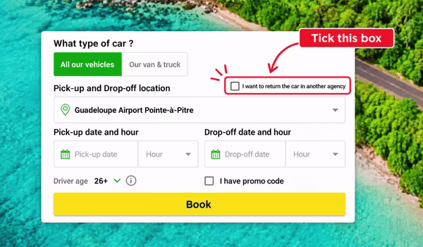 Book a return to a different location – Europcar Guadeloupe