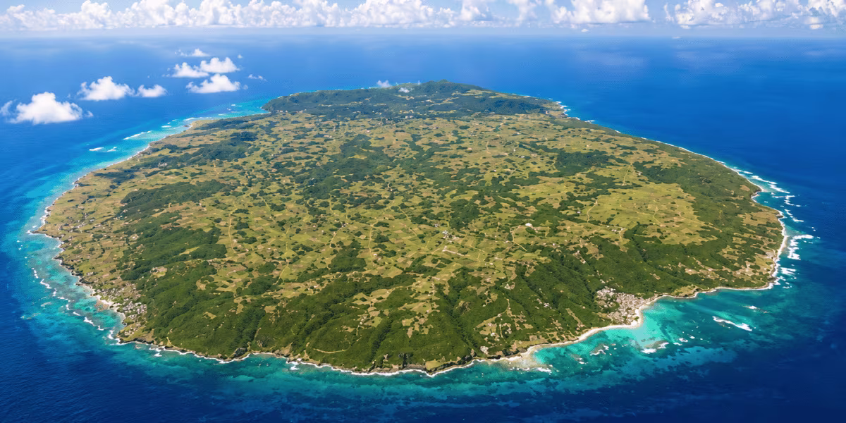 Vue aérienne de Marie-Galante en Guadeloupe