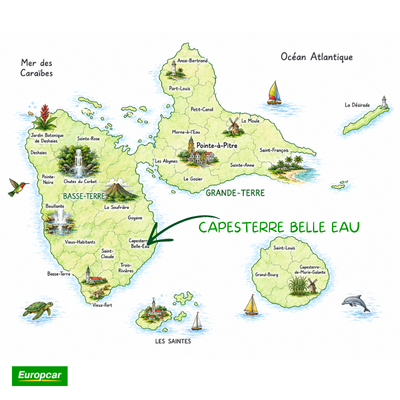 carte capesterre belle eau en guadeloupe