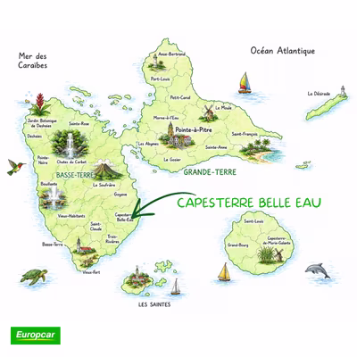 carte capesterre belle eau en guadeloupe
