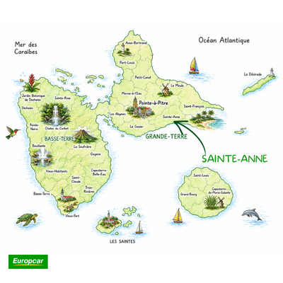 carte sainte-anne en guadeloupe