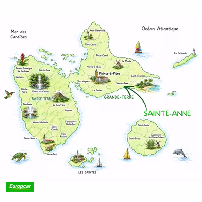 carte sainte-anne en guadeloupe