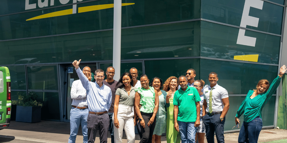 Europcar Guadeloupe team in front of the branch
