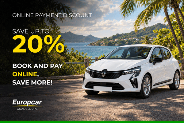 Save up to 20% with online payment – Europcar Guadeloupe