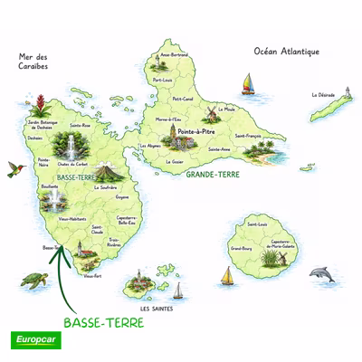 carte basse terre en guadeloupe