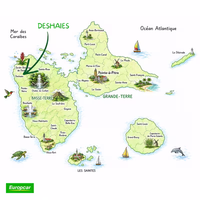 carte deshaies en guadeloupe