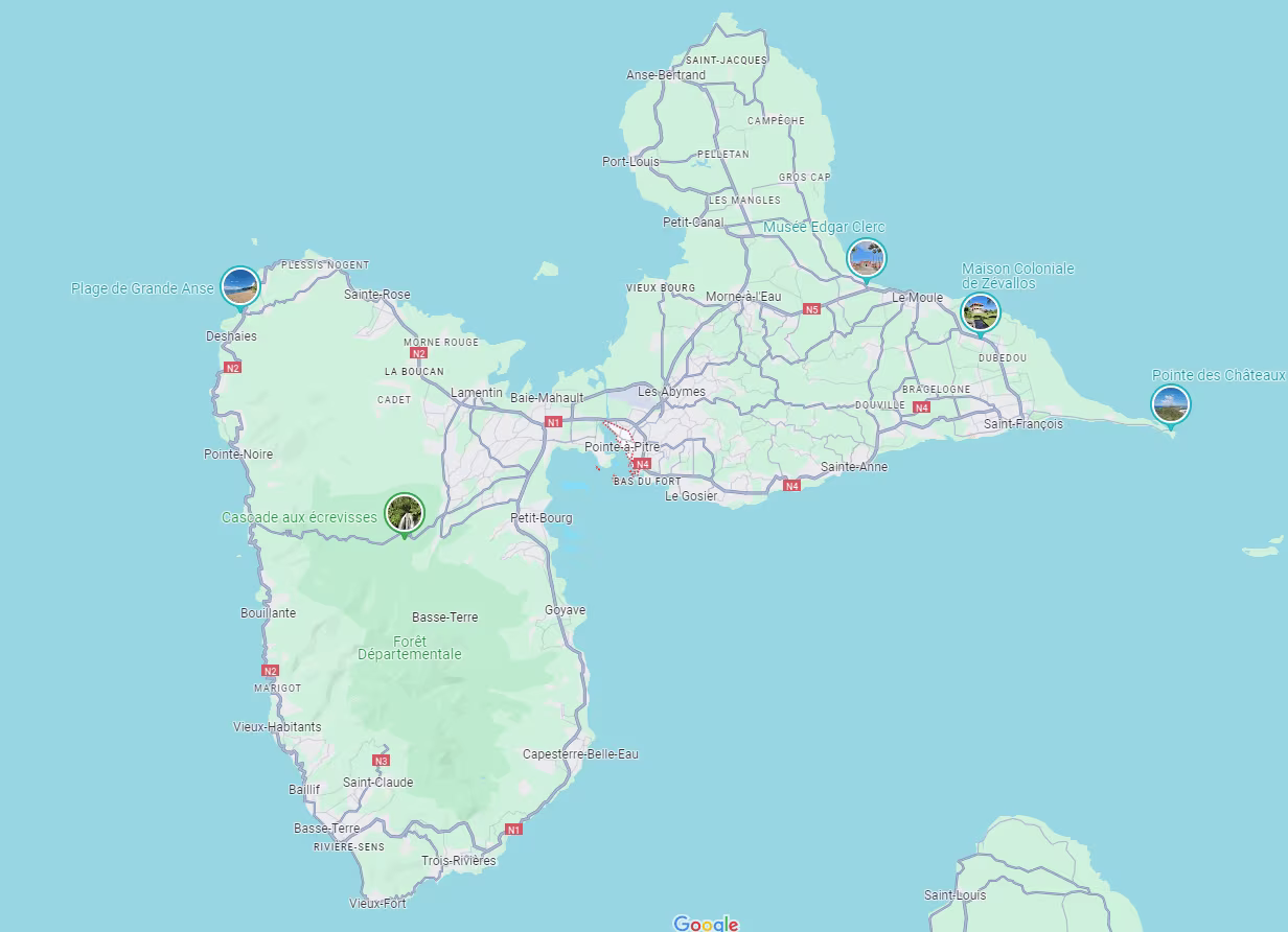 carte gudeloupe ville pointe-a-pitre