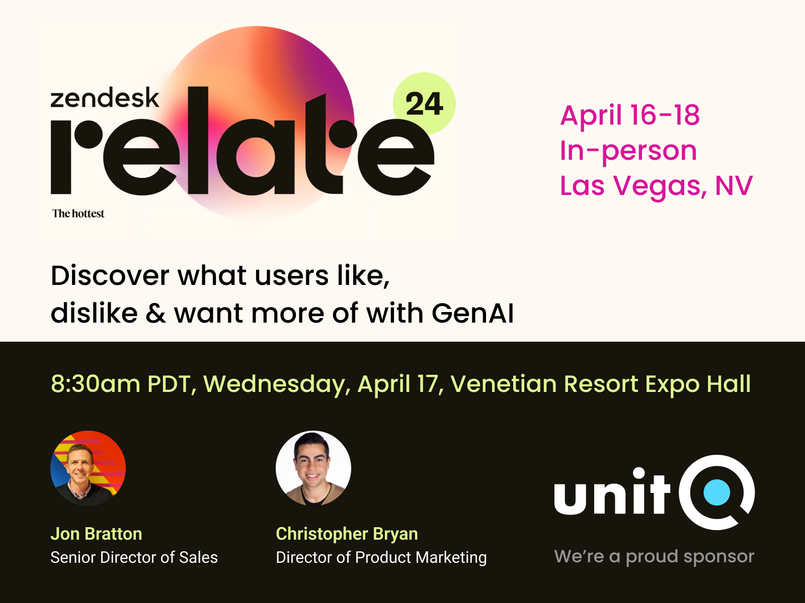 unitQ to demo how to capitalize on user feedback with GenAI at Zendesk Relate