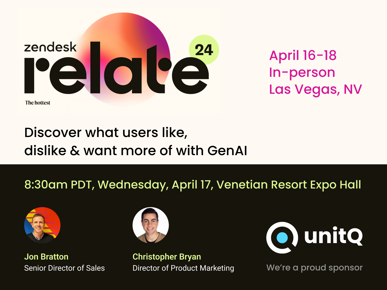 unitQ to demo how to capitalize on user feedback with GenAI at Zendesk Relate