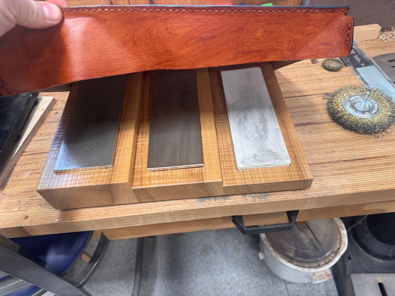 Leather cover for sharpening stones