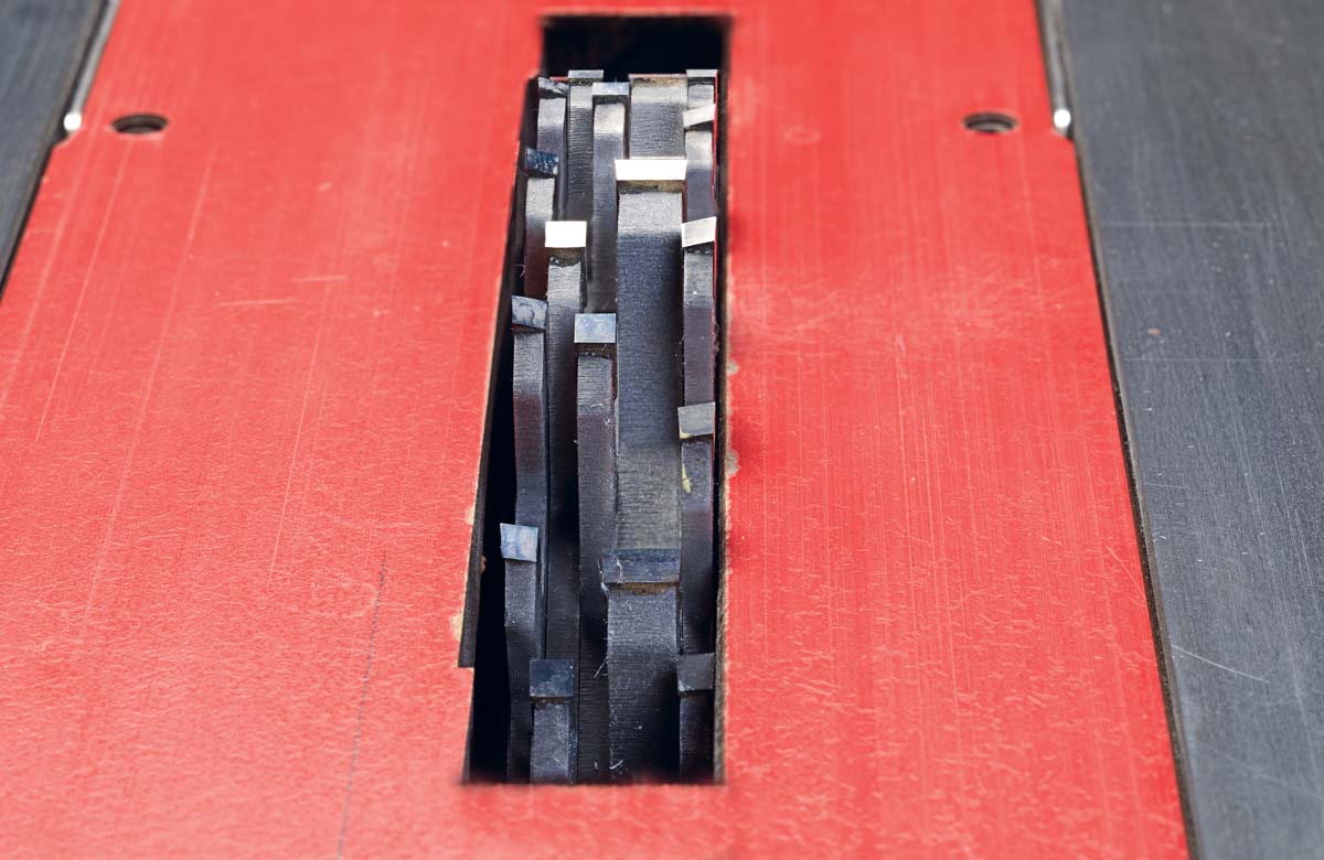 top view of installed table saw Ultra-Shear dado set