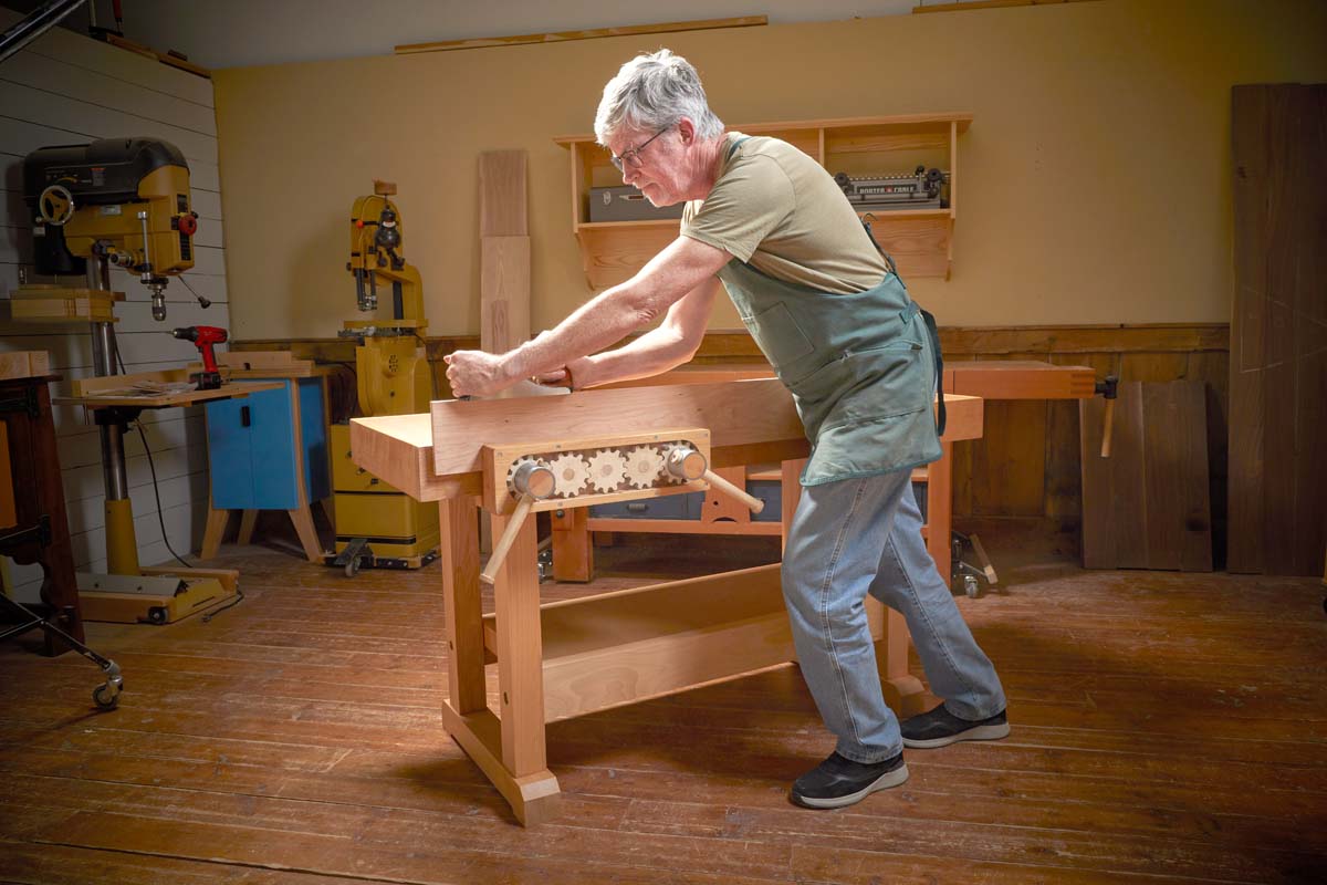 step 3 of hand planing technique, pushing forward and extending arms