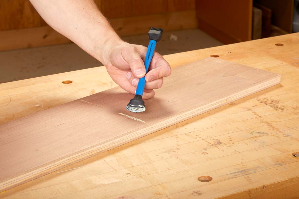 showing holes in glue spreader pebbled surface