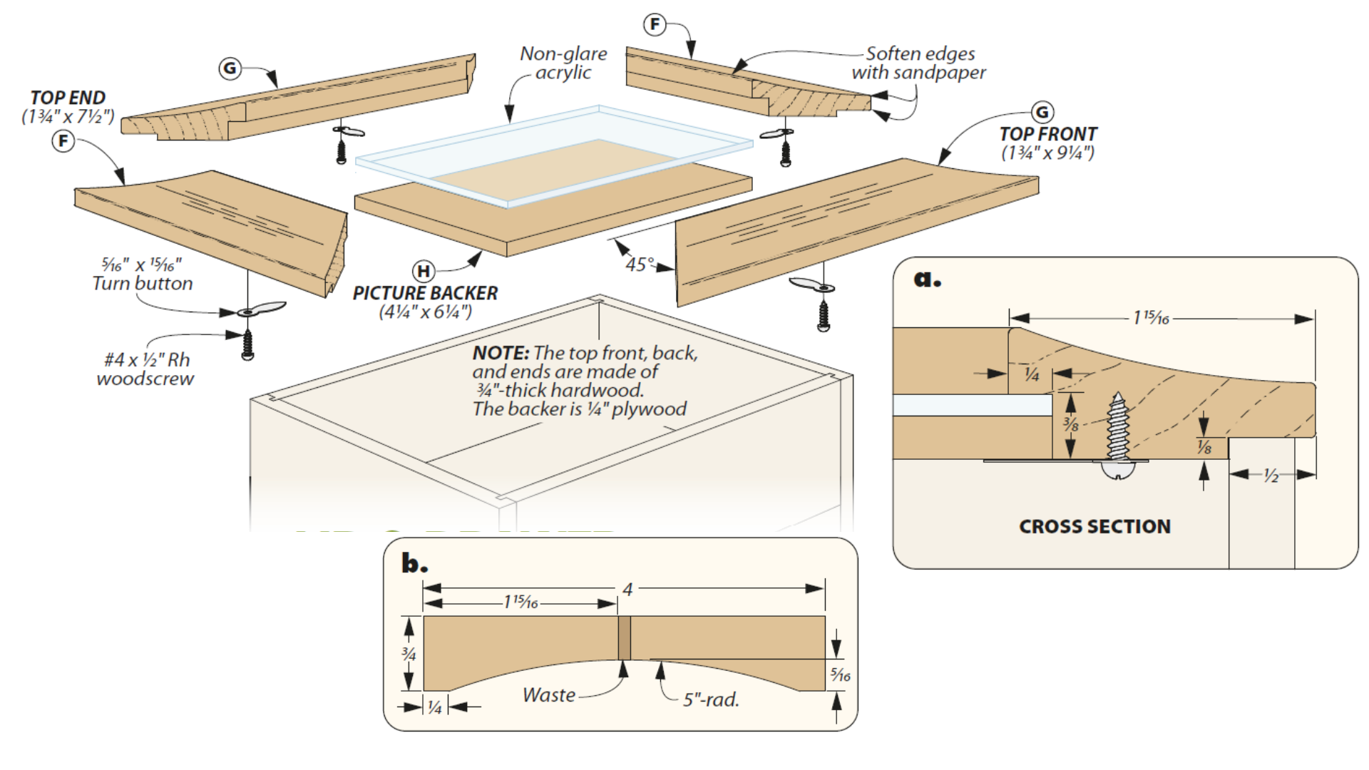 diagram showing how to assemble lid and drawer for memory box