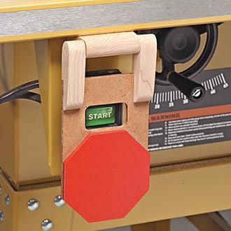 Shop-Made Table Saw Stop Switch Cover for Easier Shutoff