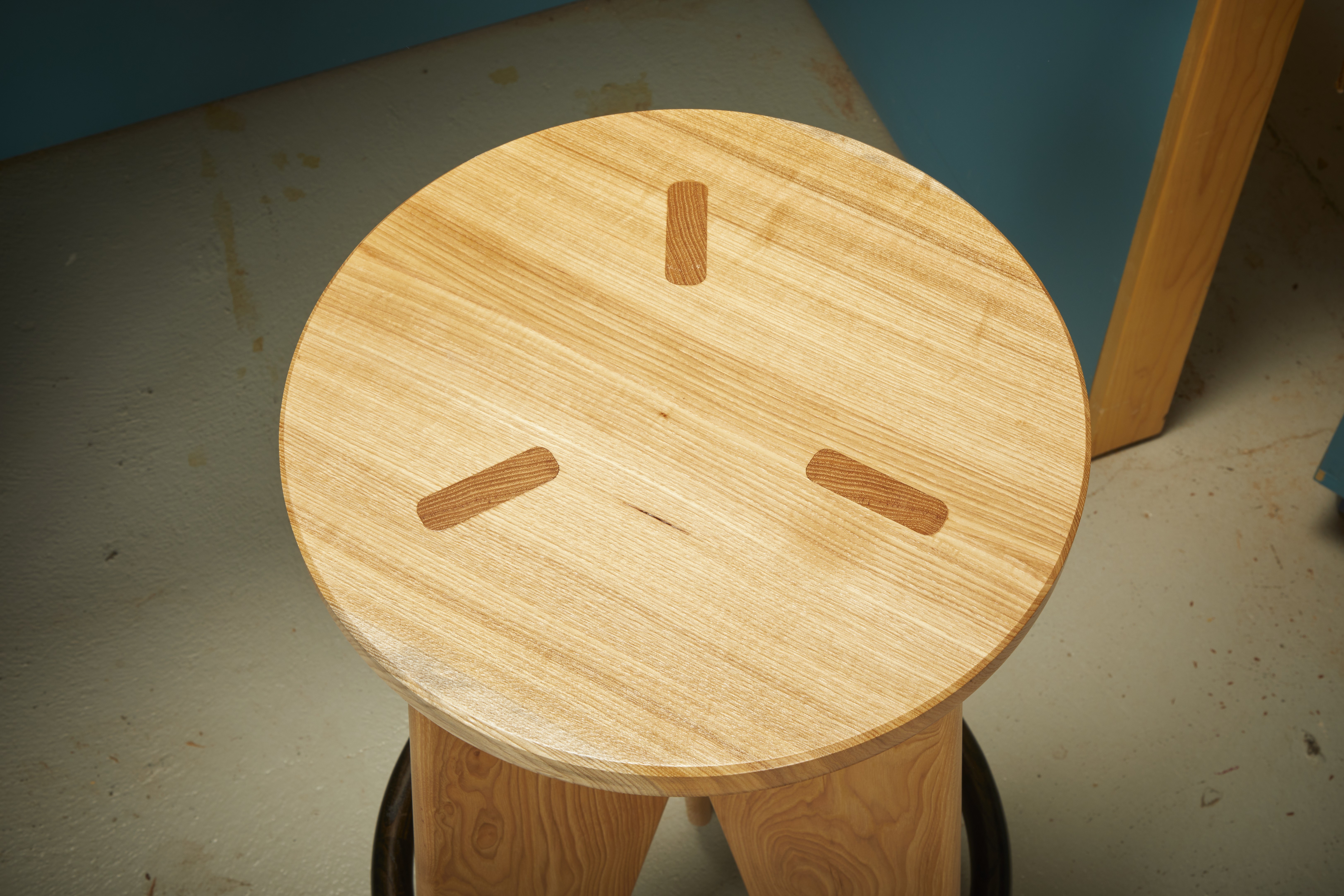 wood stool with natural finish