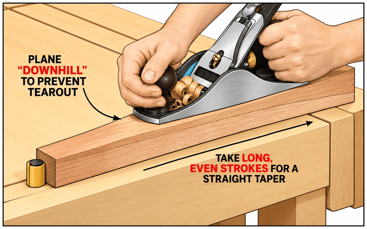 Hand Planing a Straight Taper