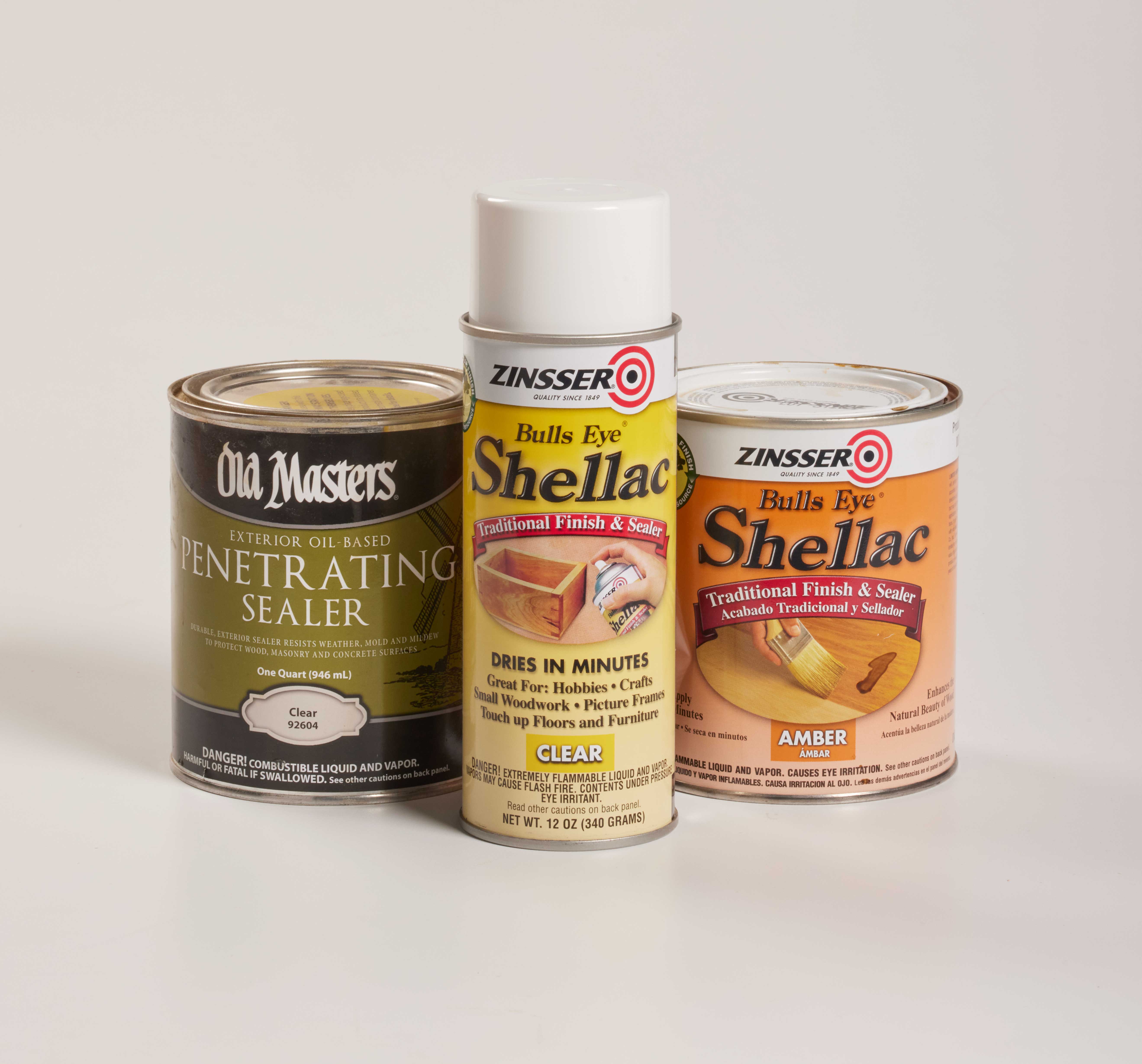 Image shows Old Master's Penetrating Sealer, Zinsser Shellac