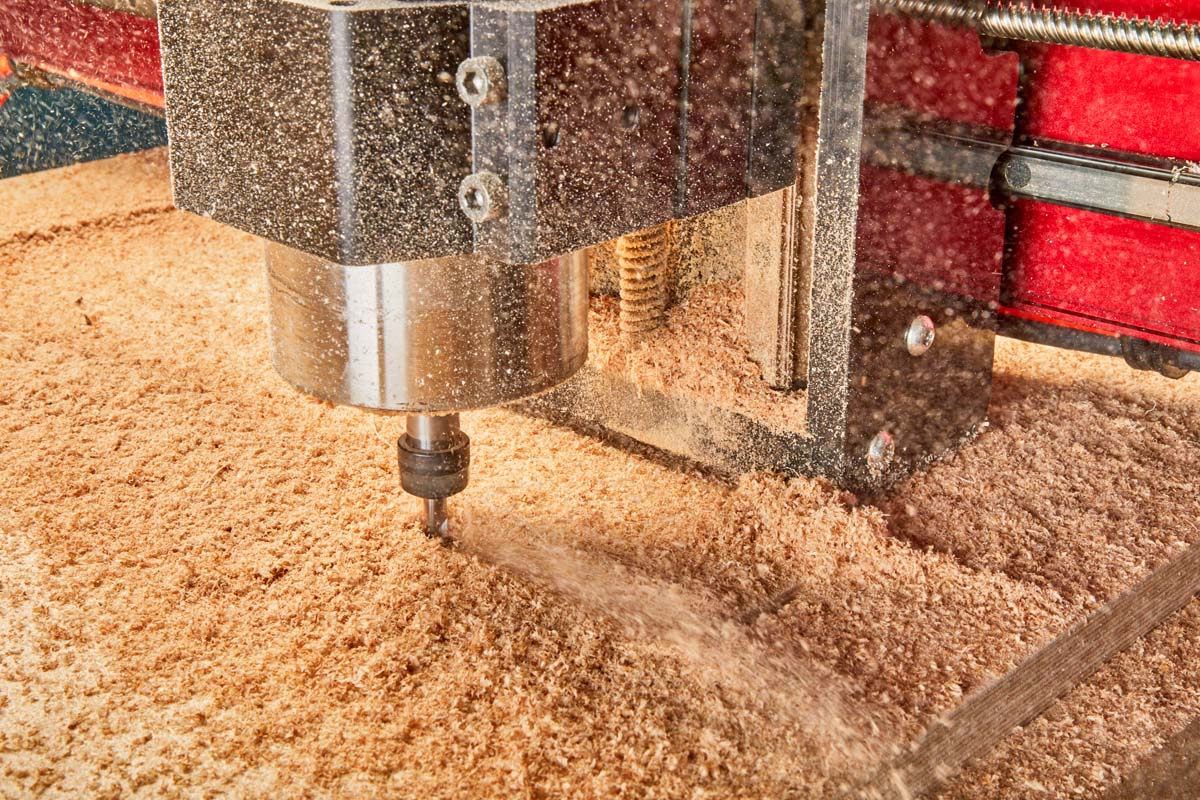 CNC router causing small dust partices from cut