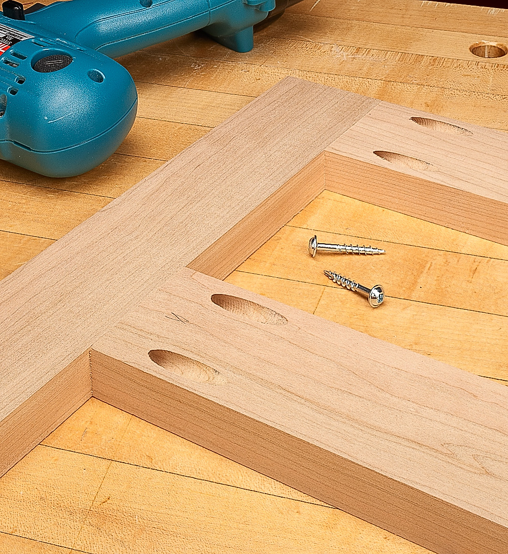 pocket holes used in wood frame
