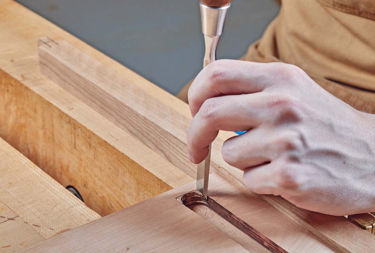 using chisel to chop accross the grain