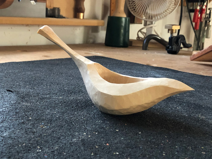 Carved bird bowl
