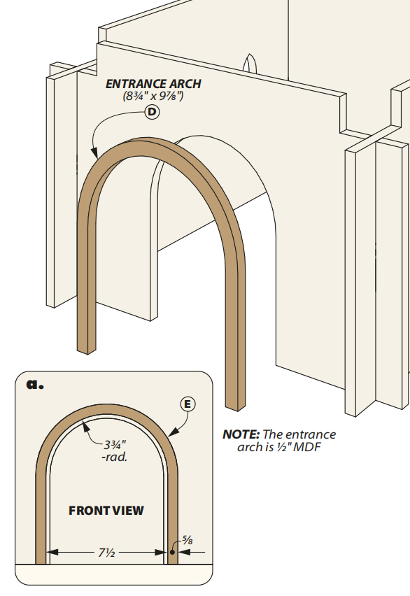 diagram showing how to assemble entrance arch of cat castle