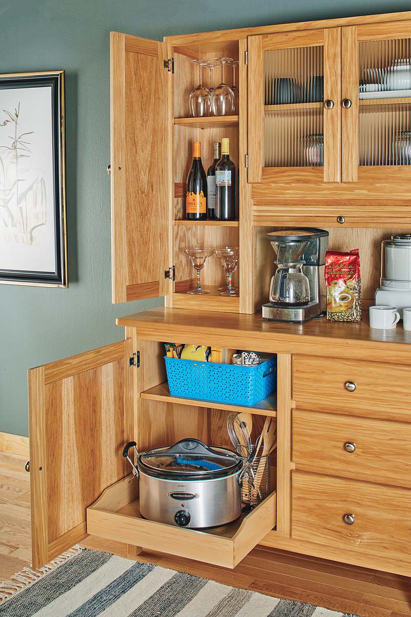 hoosier cabinet has deep bottom cabinets for large appliances