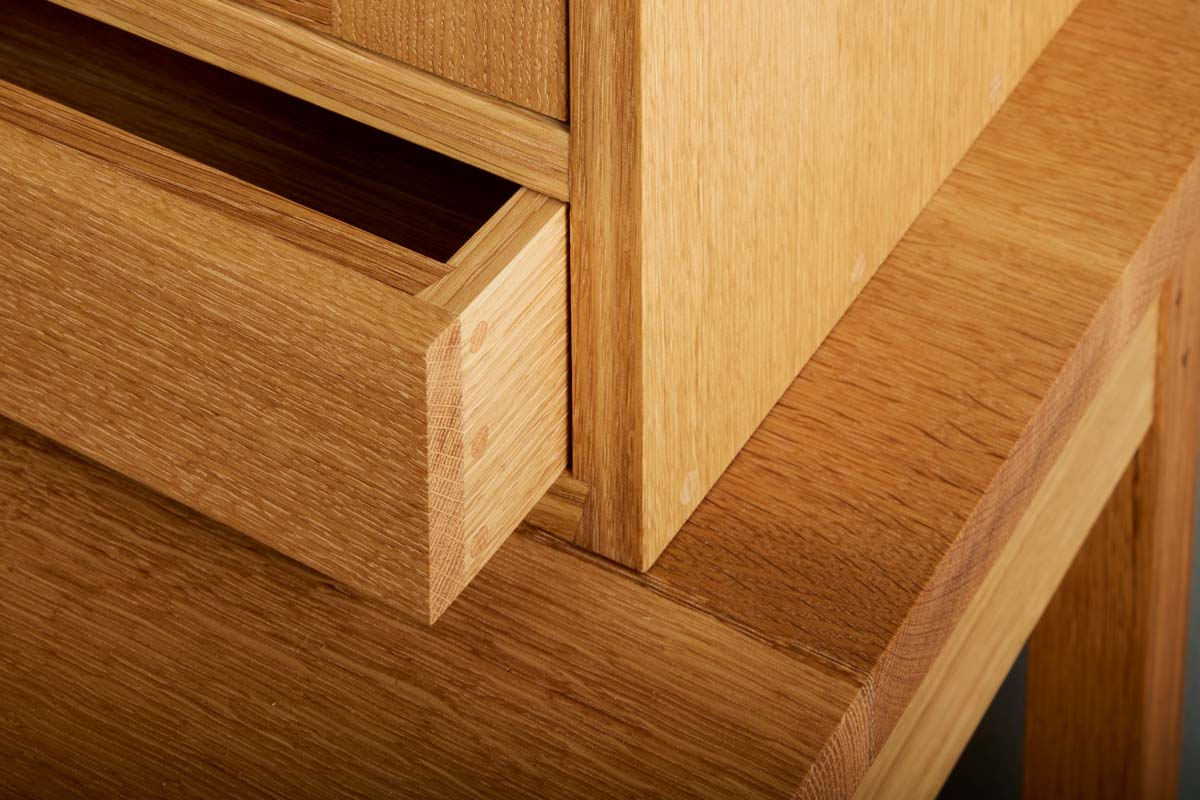 corner of cabinet drawer