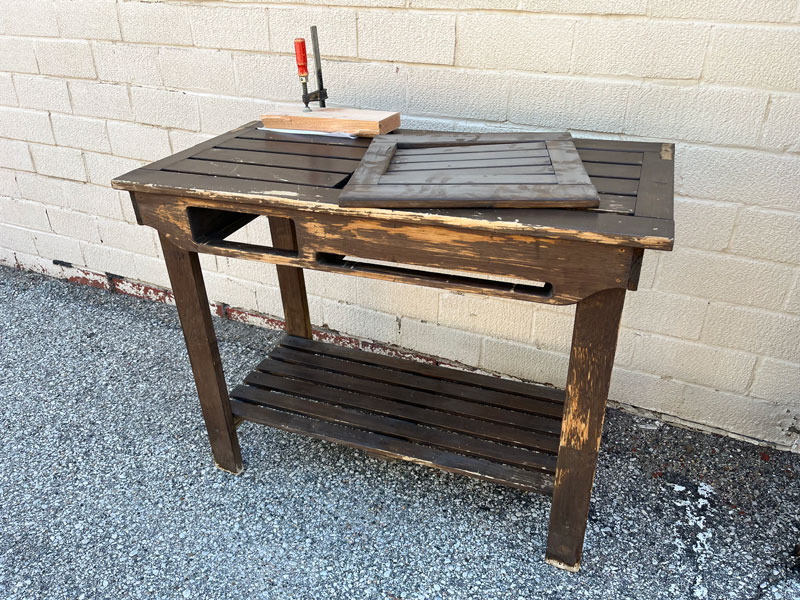 potting bench in need of a rescue